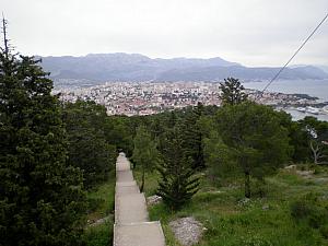 Looking down the steps we traversed to make it to the flag pole.