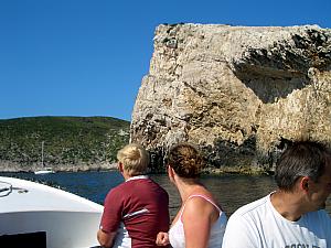 Trading the speedboat for a smaller rowboat, heading to the Blue Cave