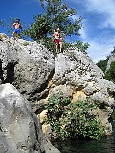 Kelly and Mario preparing to jump