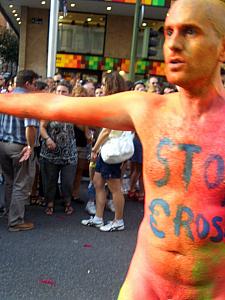 If you'd like the NSFW version, just let me know... He was very effectively keeping the crowd out of the parade route.