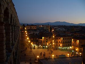 The Aqueduct at night.