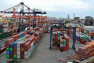 Buenos Aires - lots of shipping containers at the seaport, as seen from our ship's balcony.