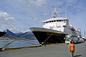 Ushuaia - A close-up of the National Geographic Explorer ship.