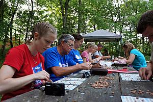 Camping at Alum Creek - intensely playing Bingo with the Jenny, Josh, Jenny's Parents, Lauren, Scott, Erin, Kate and Moira.