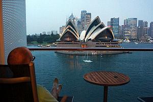 Jay relaxing as we pass by the opera house