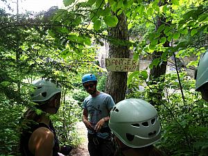 DANGER! Receiving safety instructions from our repelling master.