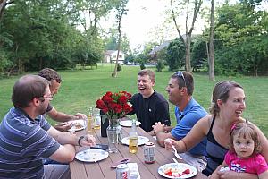 Part of our gang eating some grub.