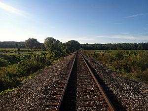 Train tracks along the ride