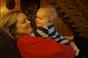 And now it's time for lots of Cooper photos -- hugging time with Mom Jenny.