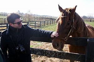 Mario getting to pet a horse