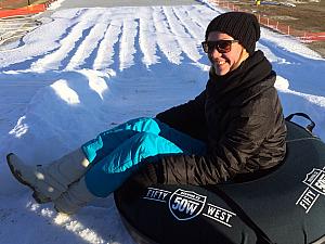 Snow tube riding! At The Beach Mountain at the Beach Waterpark.