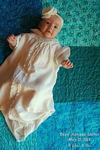 Laying on her beautiful quilt made by Great Aunt Gloria!