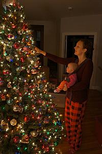 Capri helping Mommy put on ornaments.