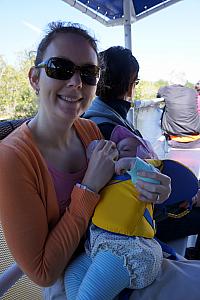 Might not be able to tell, but we're on a boat ride. Biggest clue -- Capri is wearing her life jacket!