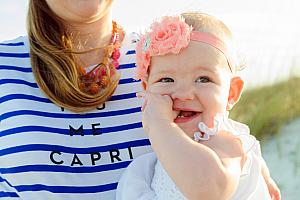 Close-up of Capri, showing off her teeth.