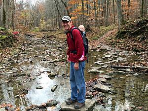 Crossing a creek -- don't worry, we stayed dry.