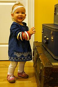 Back at home -- Capri showing off all her bracelets