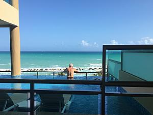 Grandpa hanging out in the infinity pool