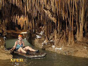 Paddle-boating through the cenote