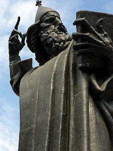 Giant statue of a Dalmatian bishop - he spearheaded the effort for having Catholic mass in Croatian language