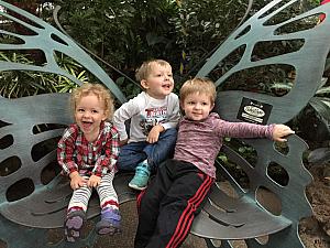 Sitting in the butterfly bench.