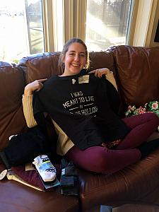 Julie and her new Gilmore Girls sweatshirt!