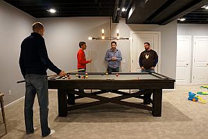 Breaking in the new pool table!