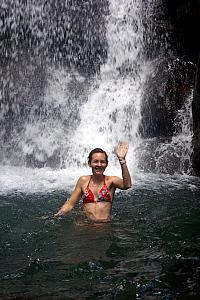 Enjoying the refreshing water.