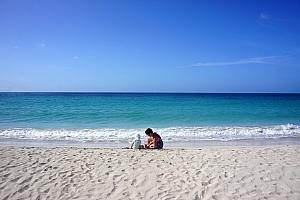 Capri and Mimi playing in the sand.