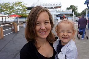 Capri and Mom excited to get on the Jet Express to go to Put-in-bay island!