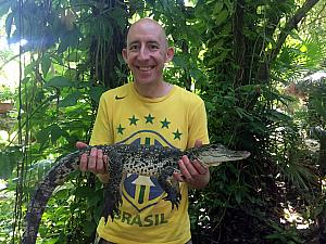 Dad holding a croc!